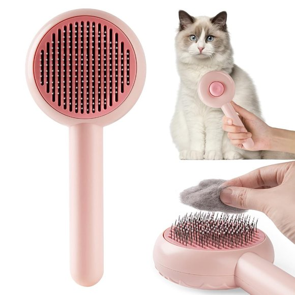 Pet Hair Cleaner Brush,Cat Grooming Brush with Self-Cleaning Button,Pet Shedding - Picture 1 of 9